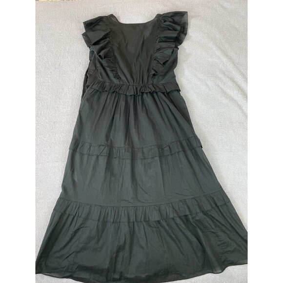 J. Crew Ruffle Sleeve Voile Dress Women's S Black 100% Cotton V-Neck A-Line - Picture 7 of 16